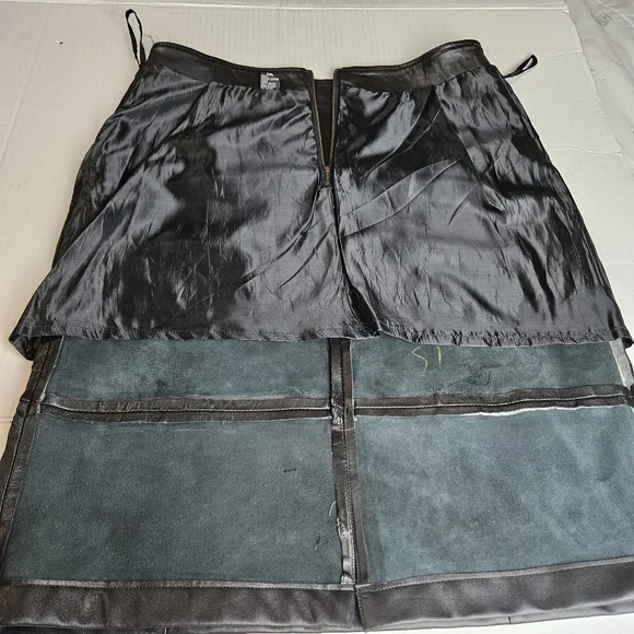 LEATHER 9000 Women Fierce Chocolate Geniune Leather Skirt Size 12 - Picture 7 of 9